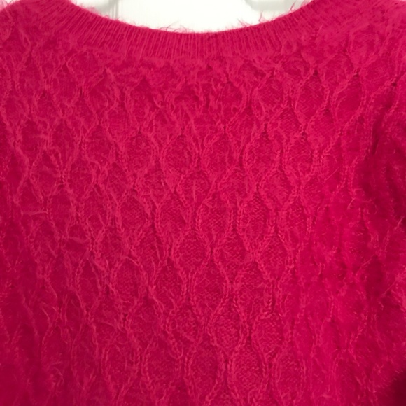 VERO MODA Fuzzy Chic Sweater Top Blouse XL Magenta Pink V-Neckline Long Sleeve - Picture 5 of 8